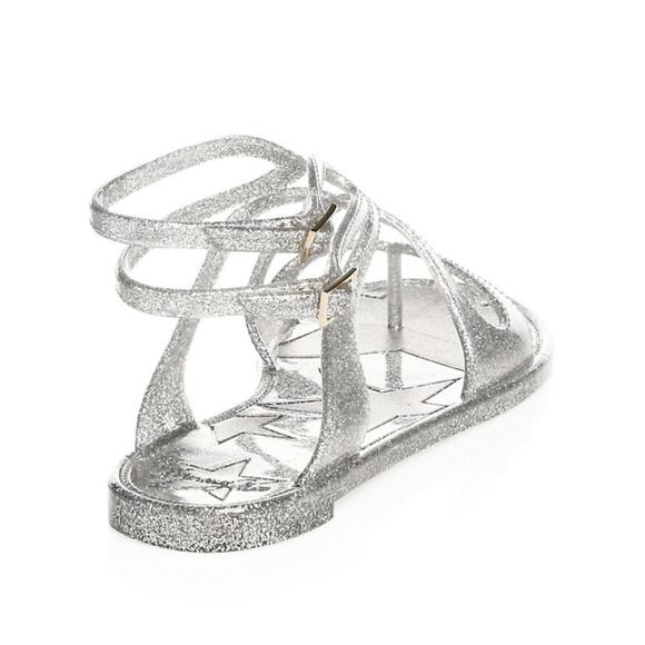 NEW JIMMY CHOO Lance Jelly Gladiator Silver Sparkle Double Strap Sandals 40 10 - Picture 14 of 15